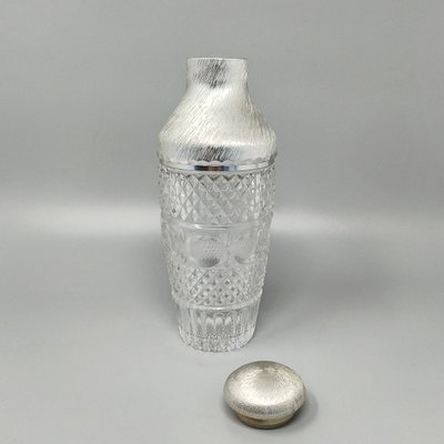 1960s Gorgeous Cut Crystal Cocktail Shaker with Ice Bucket by Arir. Made in Italy.