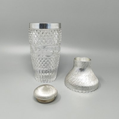 1960s Gorgeous Cut Crystal Cocktail Shaker with Ice Bucket by Arir. Made in Italy.