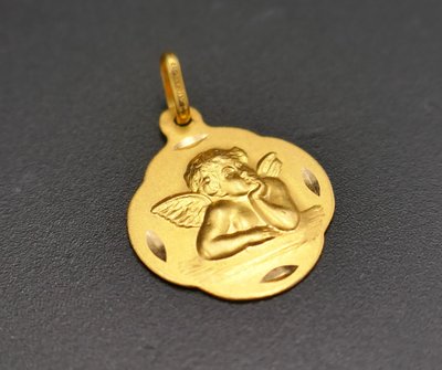 Angel Medal, 18 Carat Yellow Gold.