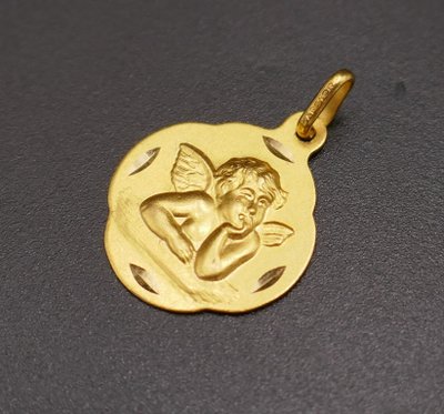 Angel Medal, 18 Carat Yellow Gold.