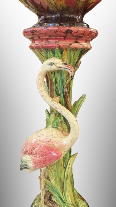 D. Massier, Complete with Flemish Rose and Thistles, Art Nouveau Ceramic Barbotine