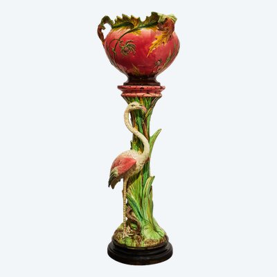 D. Massier, Complete with Flemish Rose and Thistles, Art Nouveau Ceramic Barbotine