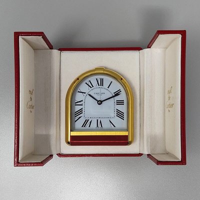 1980s Gorgeous Cartier Romane Alarm Clock Pendulette. Made in Swiss