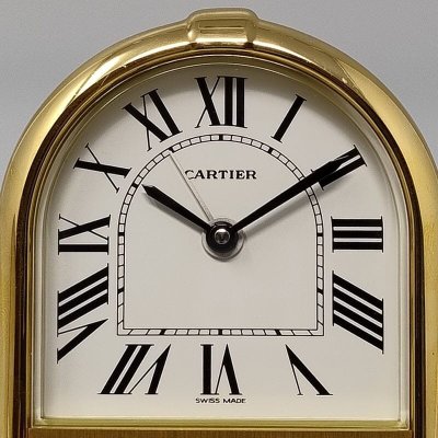 1980s Gorgeous Cartier Romane Alarm Clock Pendulette. Made in Swiss