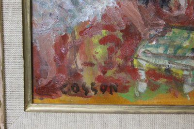 Oil on panel, The Foyer of the Opera by Cosson