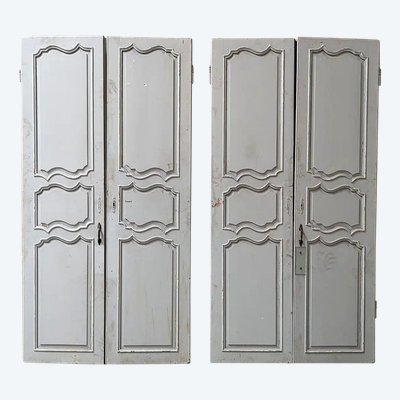 Paire De Doubles Portes De Placard Louis XV En Pitch Pin 111×215 Cm