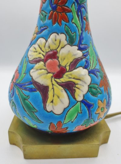 Longwy earthenware lamp,