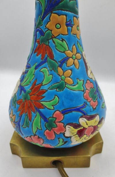 Longwy earthenware lamp,