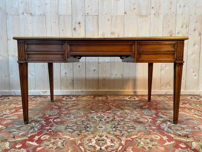 Louis XVI style desk in cherry and green leather