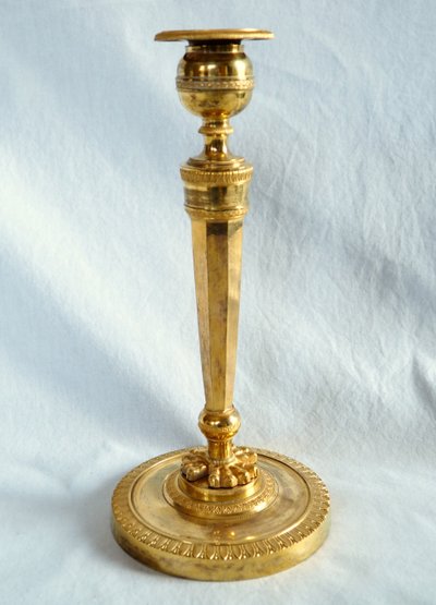 Pair of Empire gilt bronze candlesticks - Return from Egypt, Consulate period -