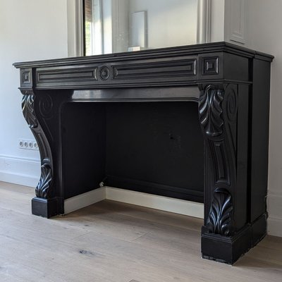 1840s Belgian Late Black Marble Fireplace