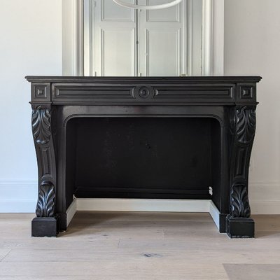 1840s Belgian Late Black Marble Fireplace