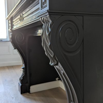 1840s Belgian Late Black Marble Fireplace