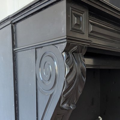 1840s Belgian Late Black Marble Fireplace