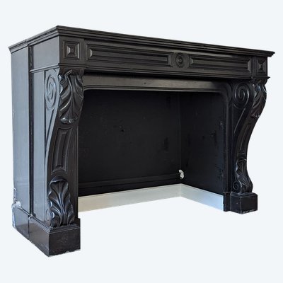 1840s Belgian Late Black Marble Fireplace