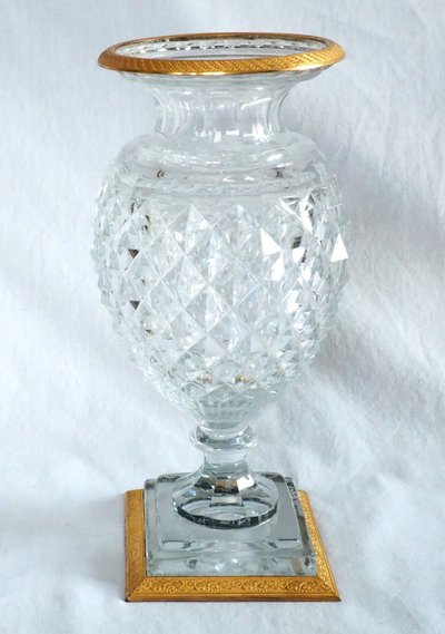 Charles X period vase in cut Creusot crystal, gilded bronze mount