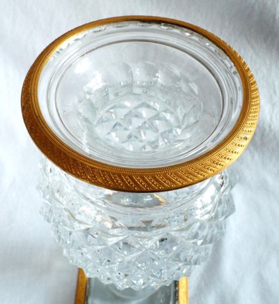 Charles X period vase in cut Creusot crystal, gilded bronze mount