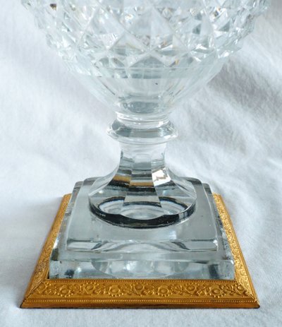 Charles X period vase in cut Creusot crystal, gilded bronze mount