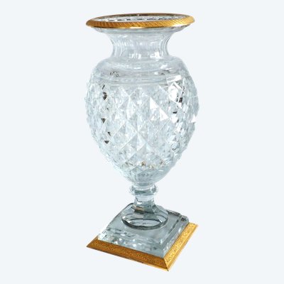 Charles X period vase in cut Creusot crystal, gilded bronze mount