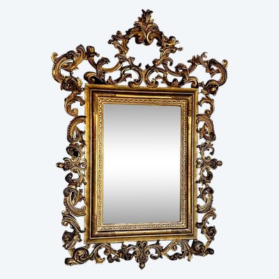 Louis XV Rocaille Style Gilded Wood and Stucco Mirror