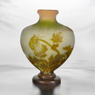 VASE BY ÉMILE GALLÉ WITH UMBELLIFERA DECOR, ART NOUVEAU PERIOD, HEART-SHAPED