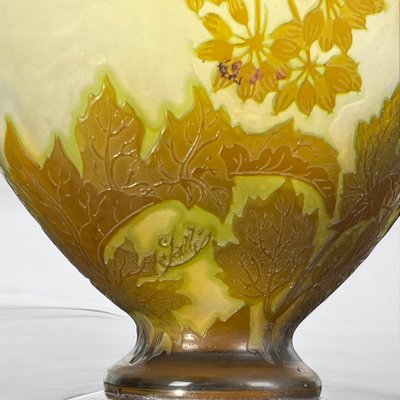 VASE BY ÉMILE GALLÉ WITH UMBELLIFERA DECOR, ART NOUVEAU PERIOD, HEART-SHAPED