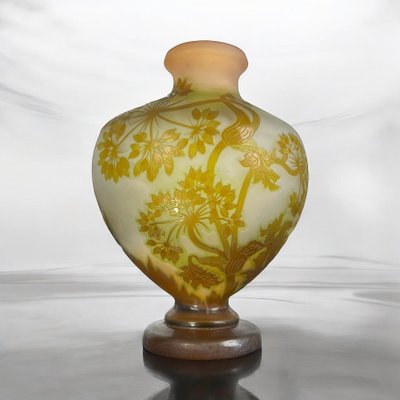 VASE BY ÉMILE GALLÉ WITH UMBELLIFERA DECOR, ART NOUVEAU PERIOD, HEART-SHAPED