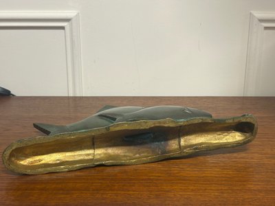  Rare Bronze Art Déco Poissons Patine Verte Vers 1930 