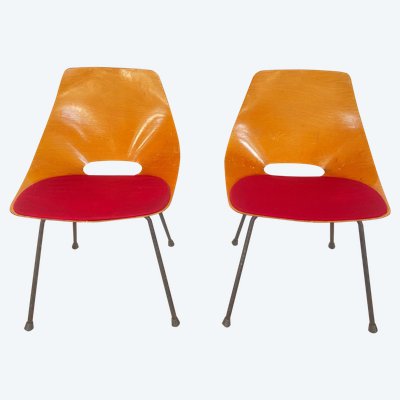 Pair of barrel chairs by Pierre Guariche for Steiner, 1950s.