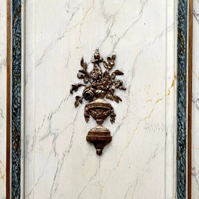 4 Curved Doors and 2 Louis XVI Pattern Cupboard Fronts, Marbled Paint