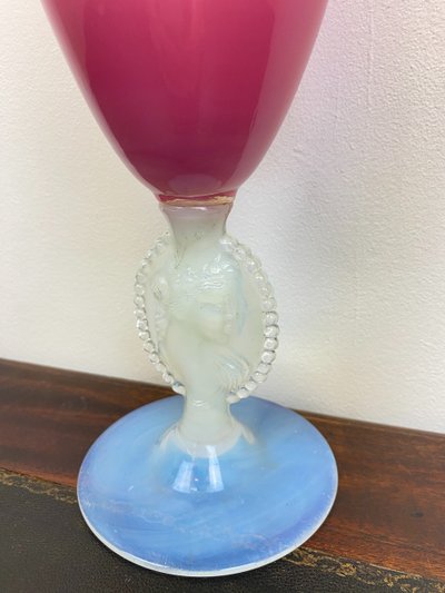 Large Pink Art Deco Opaline Vase