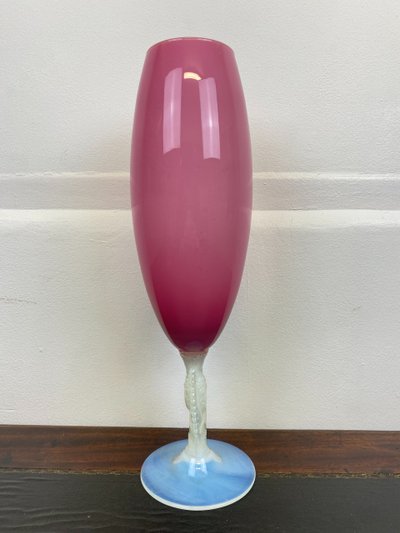 Large Pink Art Deco Opaline Vase