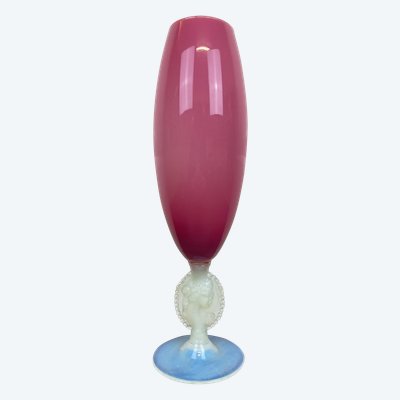 Large Pink Art Deco Opaline Vase