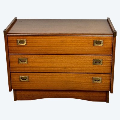 Gautier France 1960 teak veneer marine chest of drawers