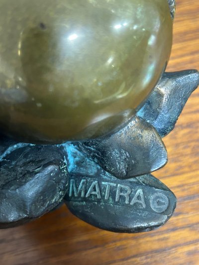 Anita Tullio (1935-2014) “Matra hatching” Bronze with green and gilded patina