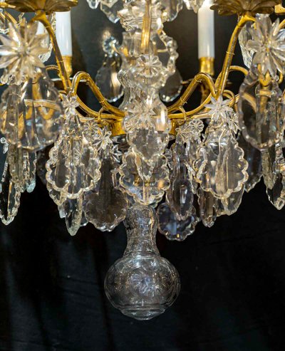 Lustre d'Époque Louis XV en Bronze Doré et Cristal Taillé vers 1760-1780