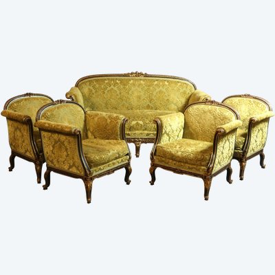 Napoleon III living room sofa and four armchairs