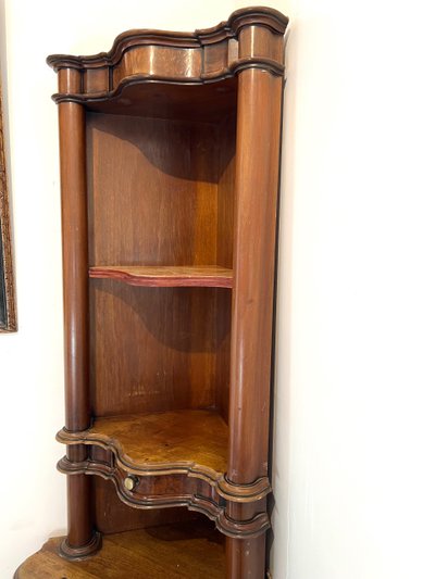 Superb Corner Cabinet in Burl Walnut Veneer - 19th Century