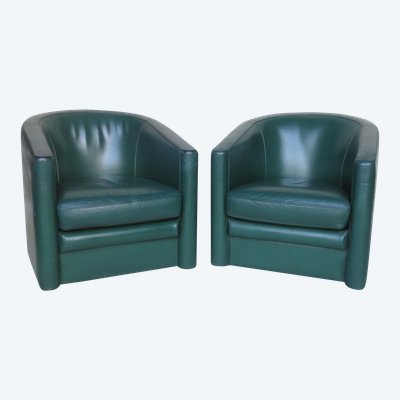 Pair of leather armchairs, 20th century.