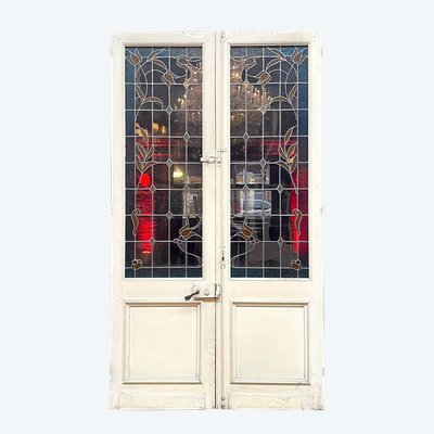 Double Door with Stained Glass 141×252 Cm