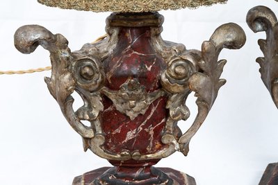 Paire De Lampes Anciennes Louis XIV Rome XVIIIe Siècle.