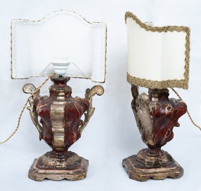 Paire De Lampes Anciennes Louis XIV Rome XVIIIe Siècle.