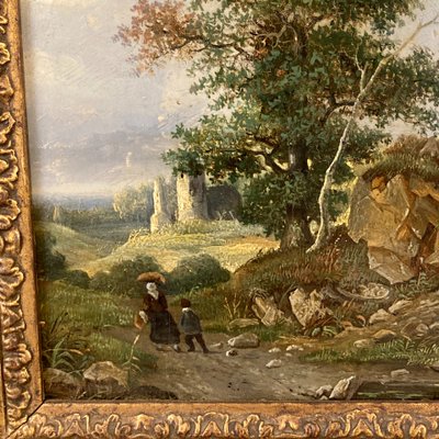 Painting of people in a landscape 19th century