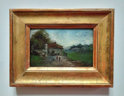 Oil  Painting Landscape The Mill 19th Century