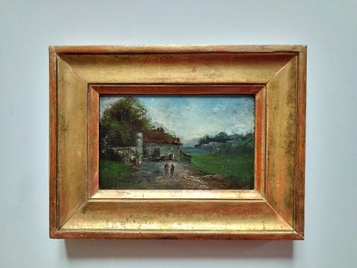 Oil  Painting Landscape The Mill 19th Century