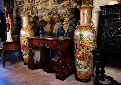 Large pair of Asian Satsuma vases, 166 cm