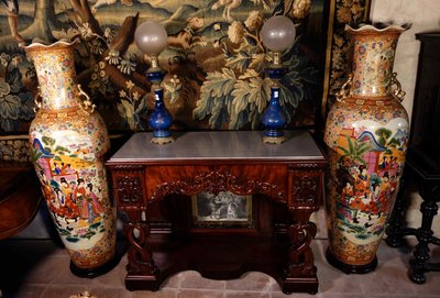 Large pair of Asian Satsuma vases, 166 cm