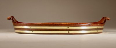 Original oval tray in mahogany and brass.