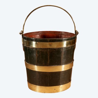 Brass bound oak bucket, Dutch 19th century.