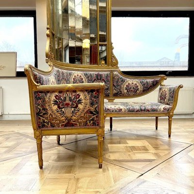 Napoleon III Corner Bench in Gilded Wood